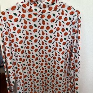 Festive Pumpkin and Leaf Print Turtleneck